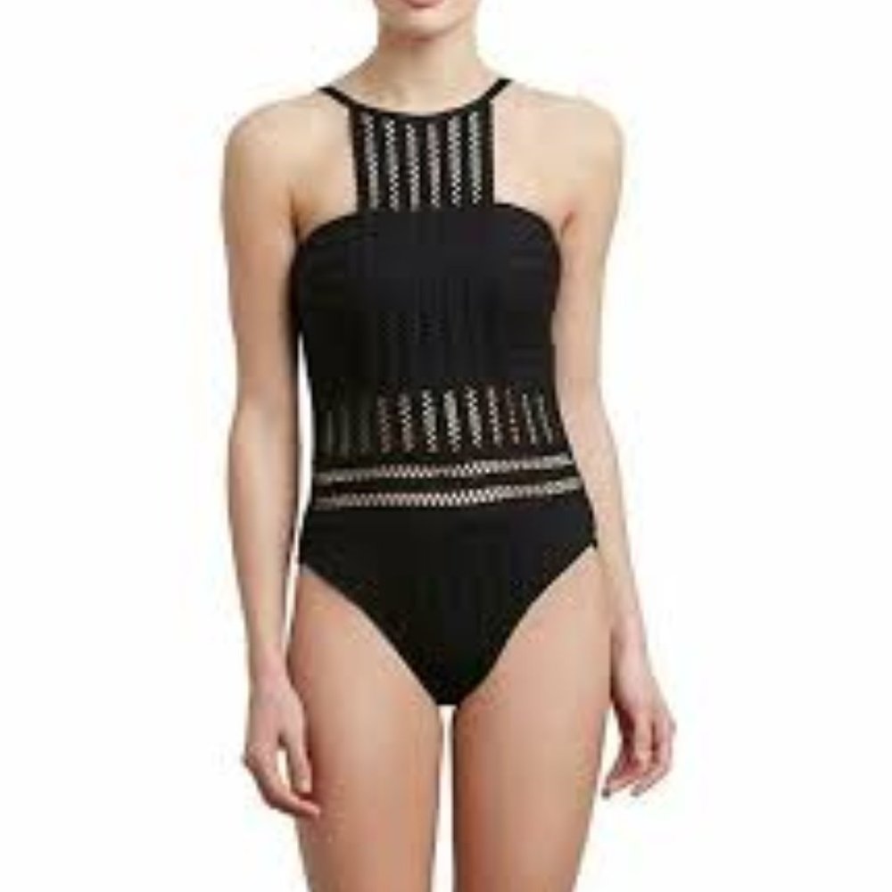 Kenneth Cole New York One Piece Crochet Swimsuit